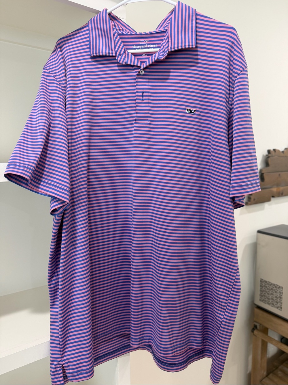 Vineyard Vines Pink and Purple Striped Performance Polo